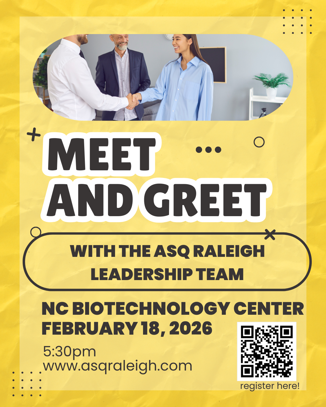 Meet and Greet with ASQ Raleigh the Leadership Team